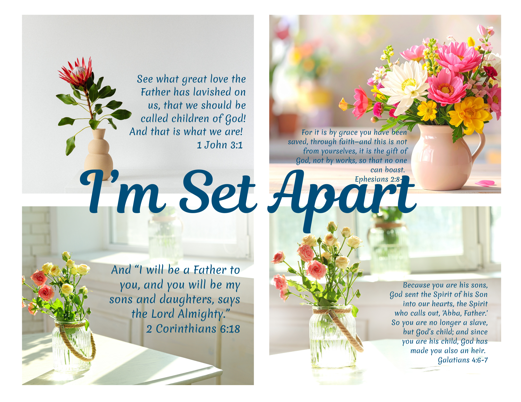 Scripture Mini Cards Child of God Floral Bundle of 24 Printable PDF Download