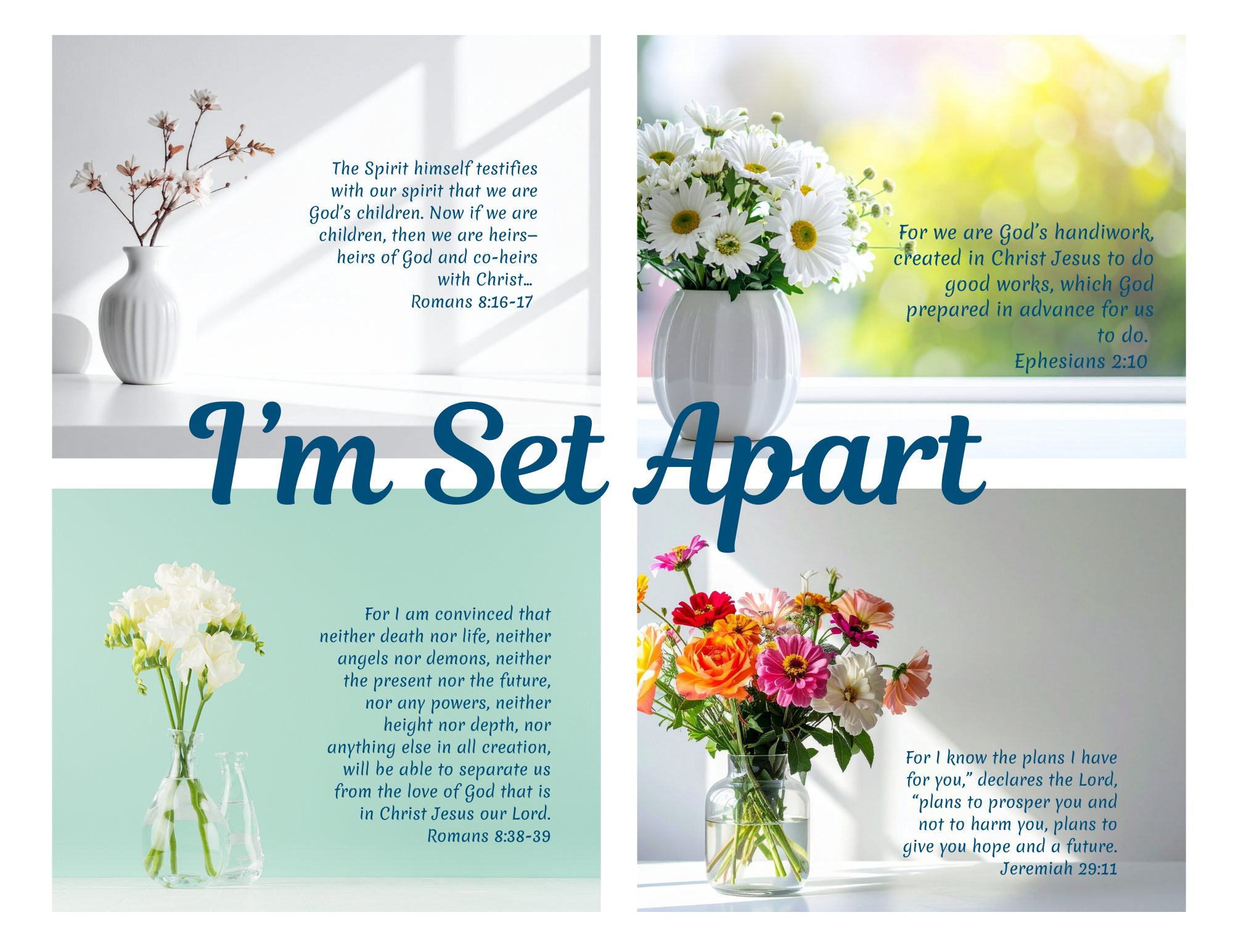 Scripture Mini Cards Child of God Floral Bundle of 24 Printable PDF Download