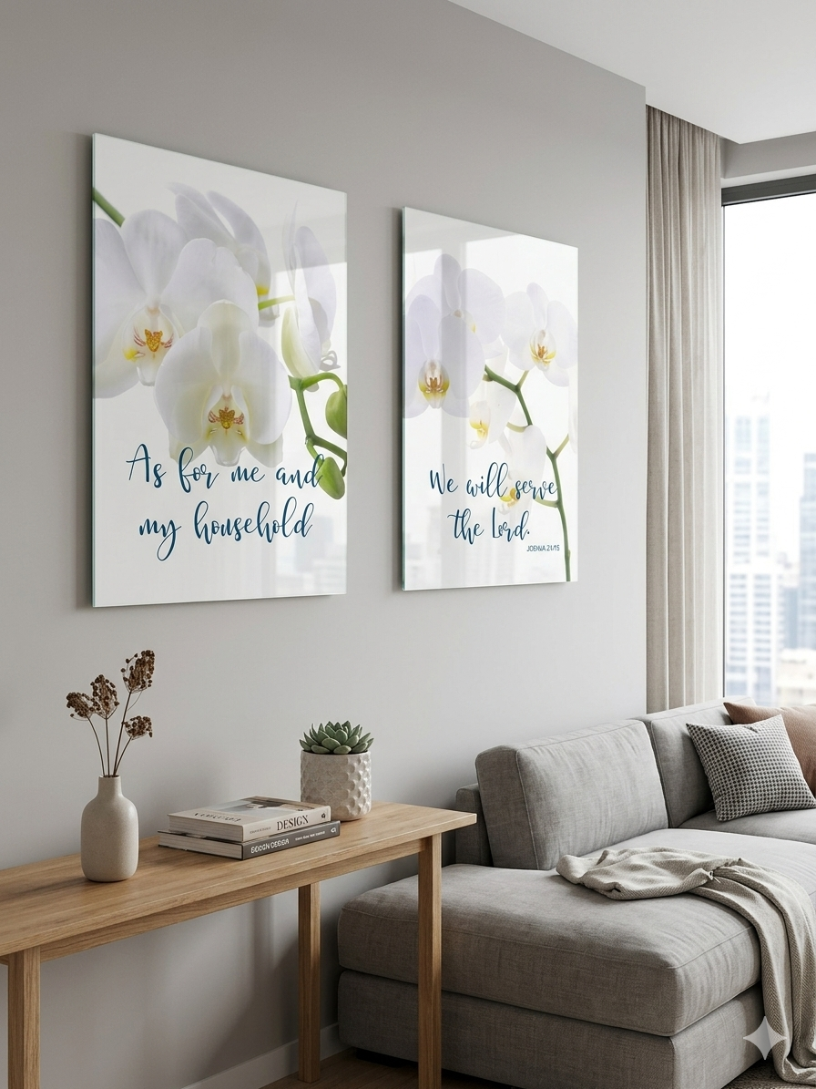 Christian Wall Art Decor As for me and My House White Orchid Printable