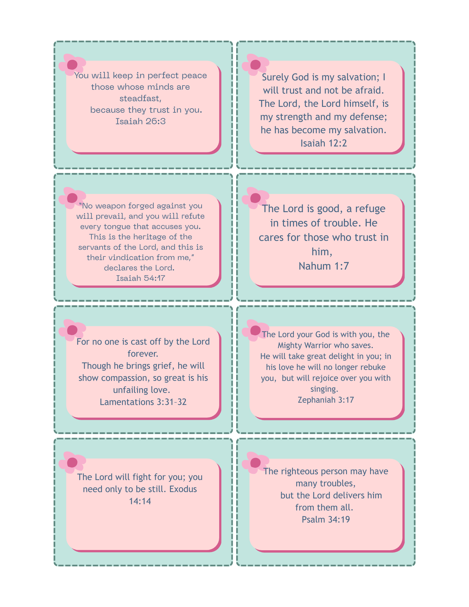 Scripture Pocket Cards 50 Bible Verses - God our Refuge Printable PDF Download