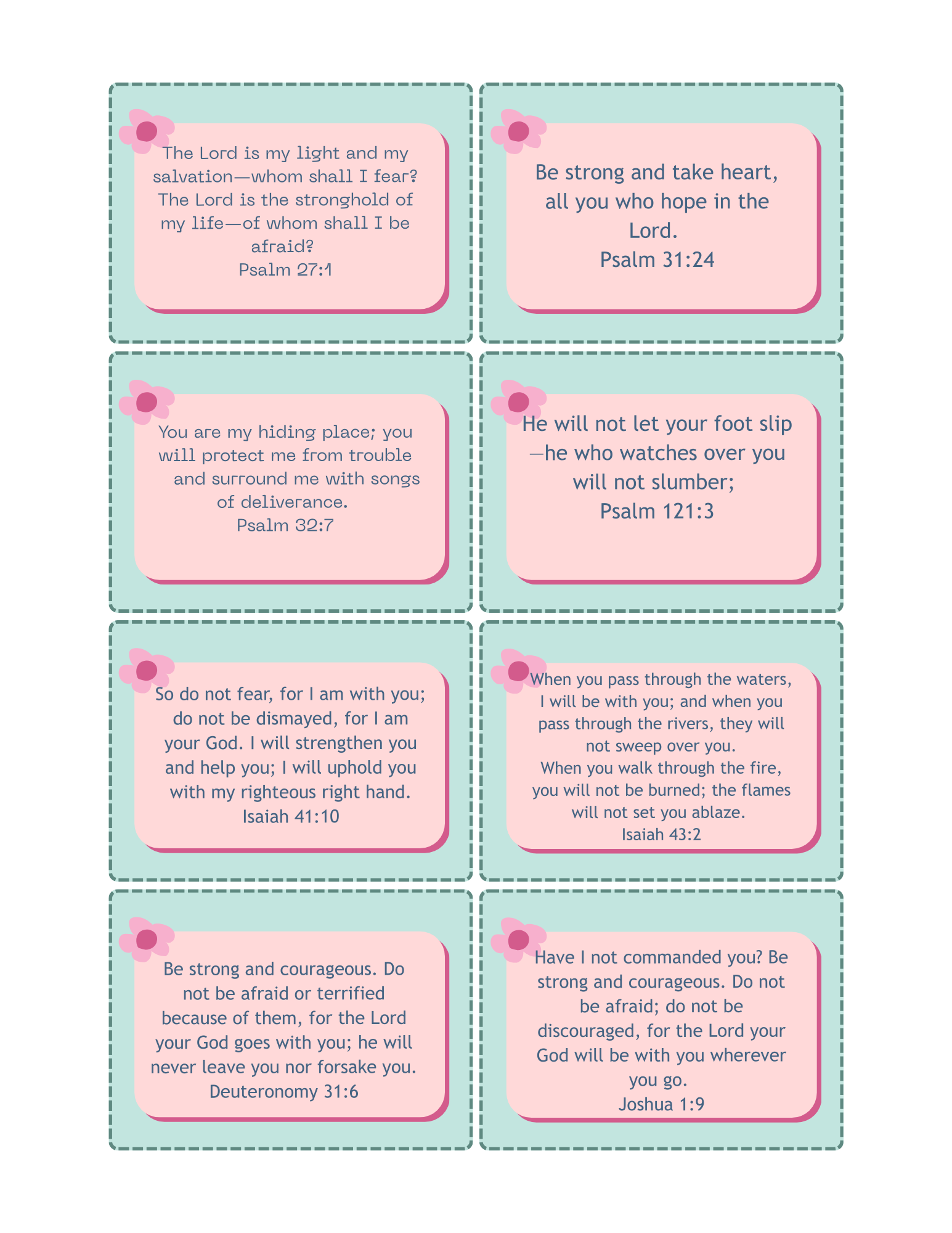 Scripture Pocket Cards 50 Bible Verses - God our Refuge Printable PDF Download