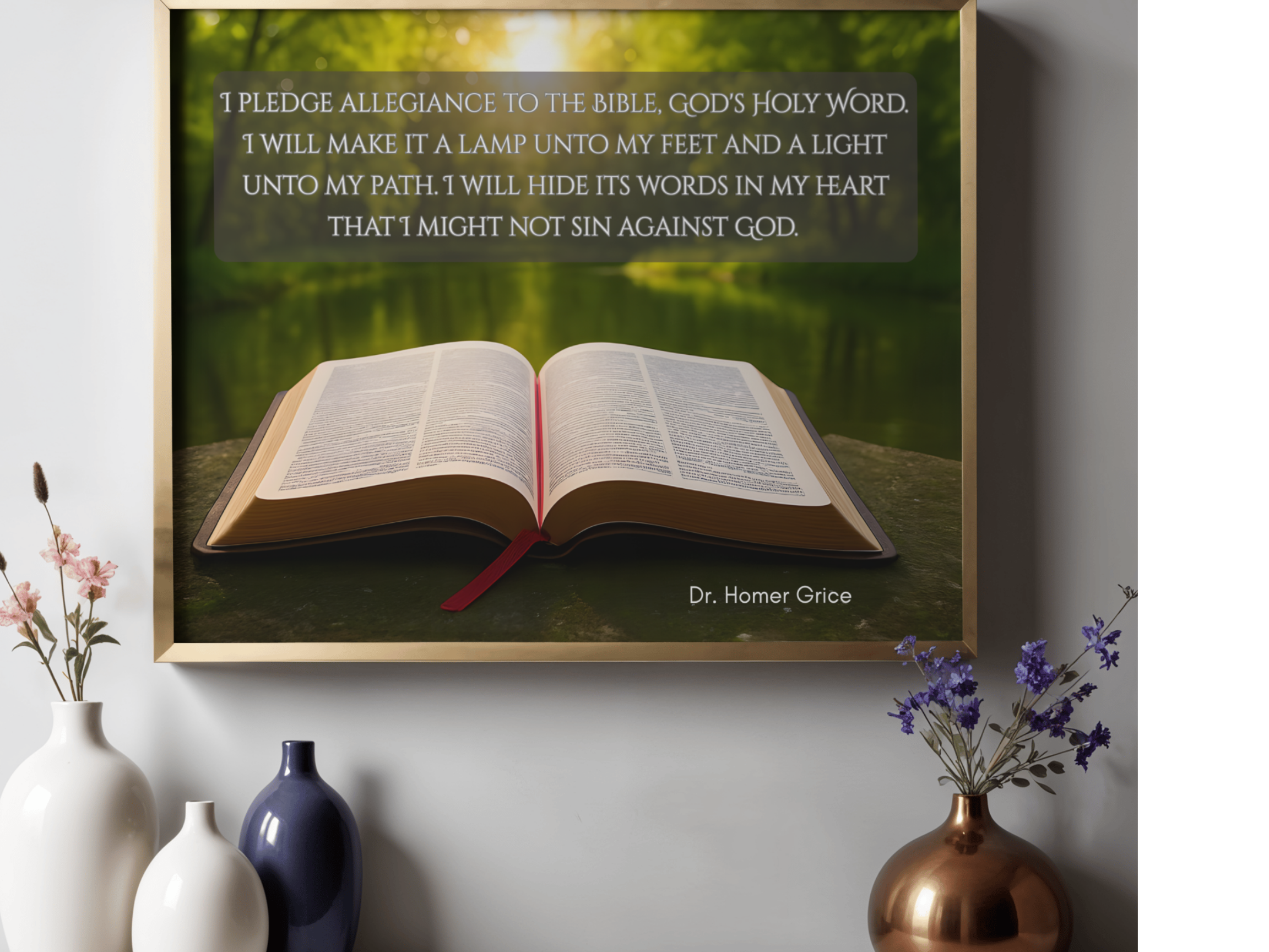 Bible Pledge by Dr. Homer Grice Wall Art Poster 24 x 18 inches Digital Printable