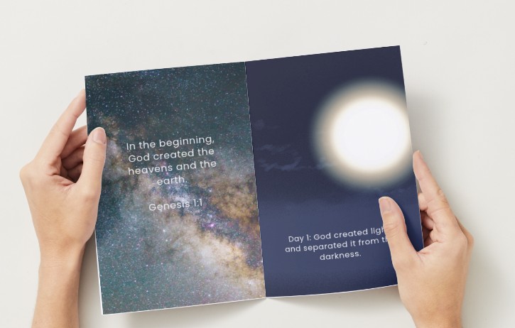 The Story of Creation Children's Picture Booklet Printable PDF 5.5x8.5in