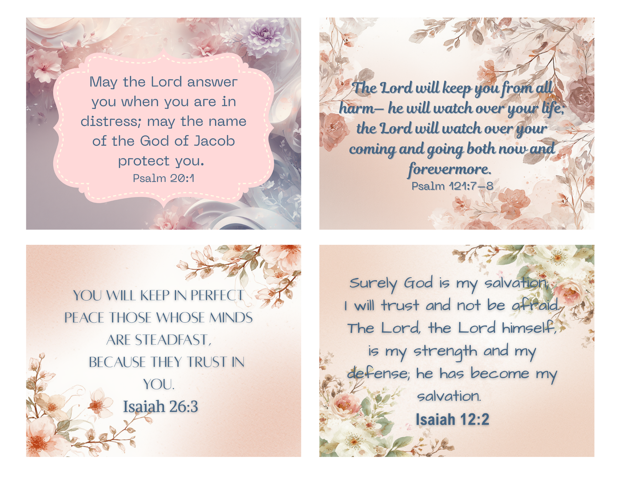 Scripture Mini Cards Floral Bundle of 24 - 3.75 in x 4.75in Printable PDF Download