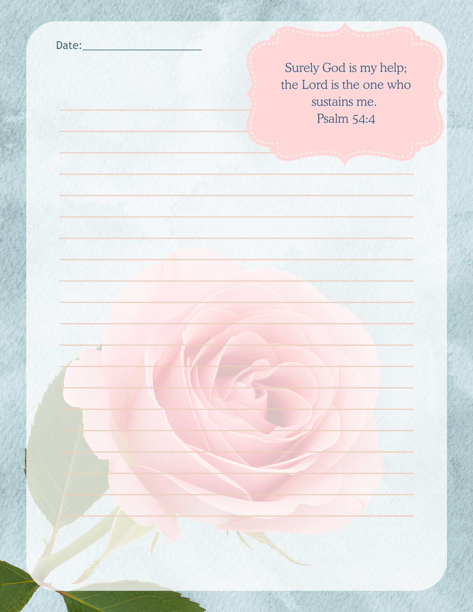 Prayer Journal Printable Be Still - God our Refuge 50 bible verses with Pocket Cards