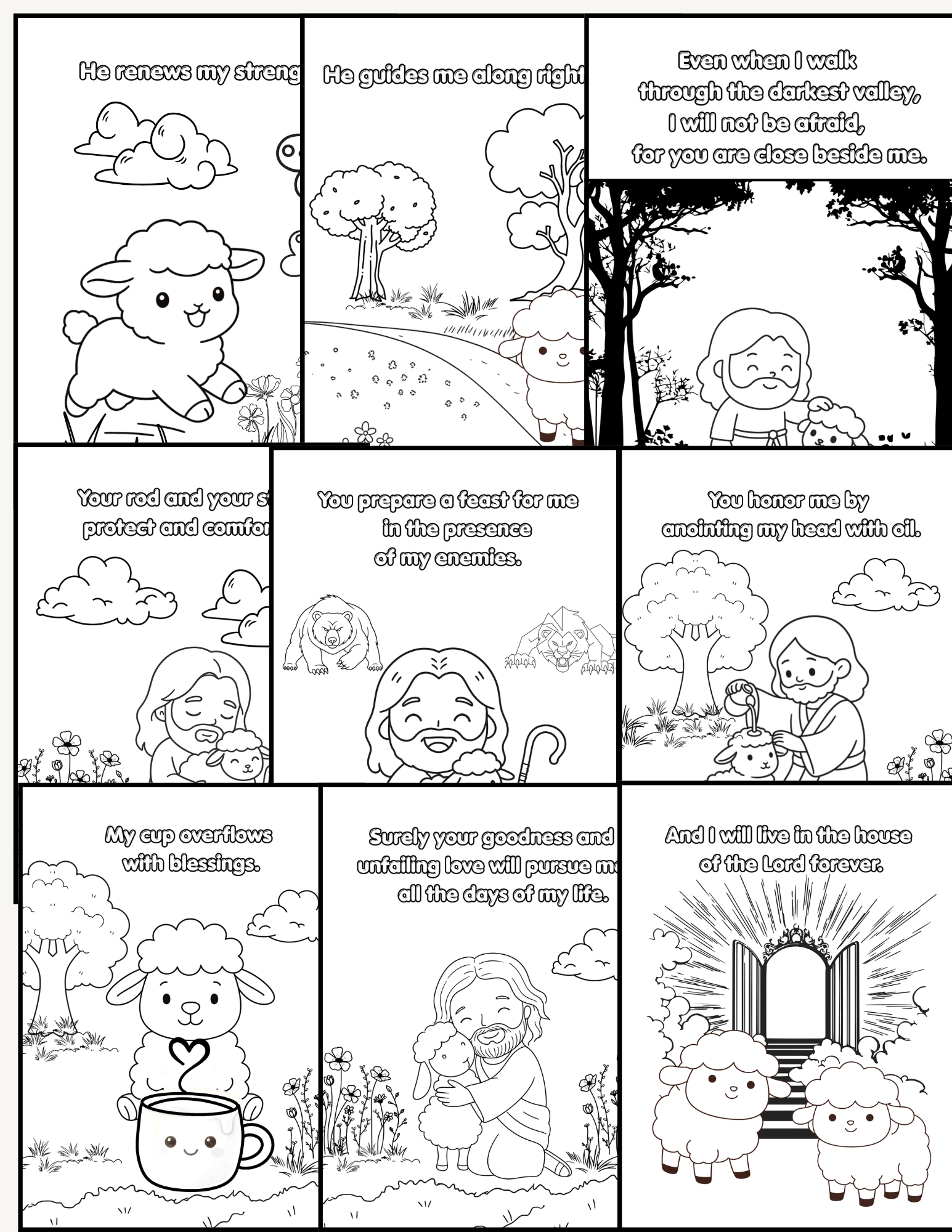 Jesus My Shepherd - 12 Pages Coloring Book for Kids Printable