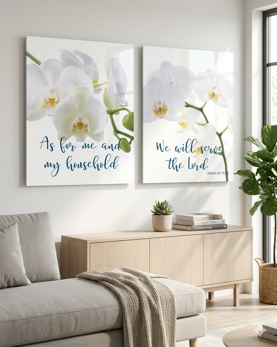 Christian Wall Art Decor As for me and My House White Orchid Printable