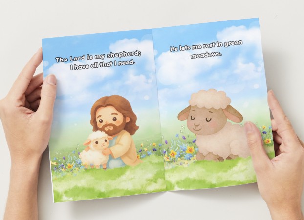 Jesus My Shepherd Children's Picture Booklet Printable PDF 5.5x8.5in