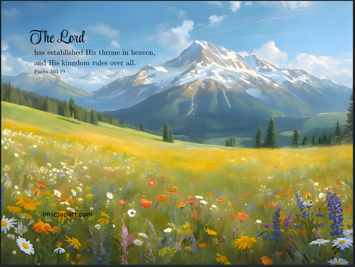 The Lord's Throne Scripture Wall Art Poster 24x18 inches with Bible verse Psalm 103:19  Digital Download Printable