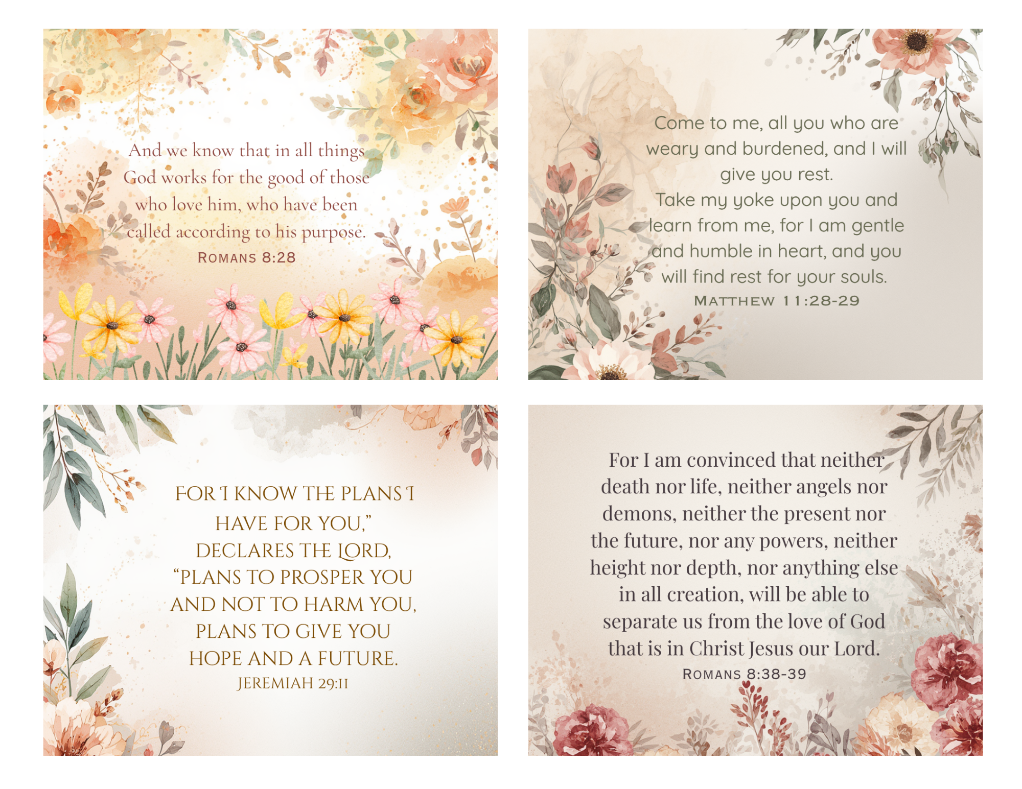 Scripture Mini Cards Loved & Saved Bundle of 24 - 3.75 in x 4.75in Printable PDF Download