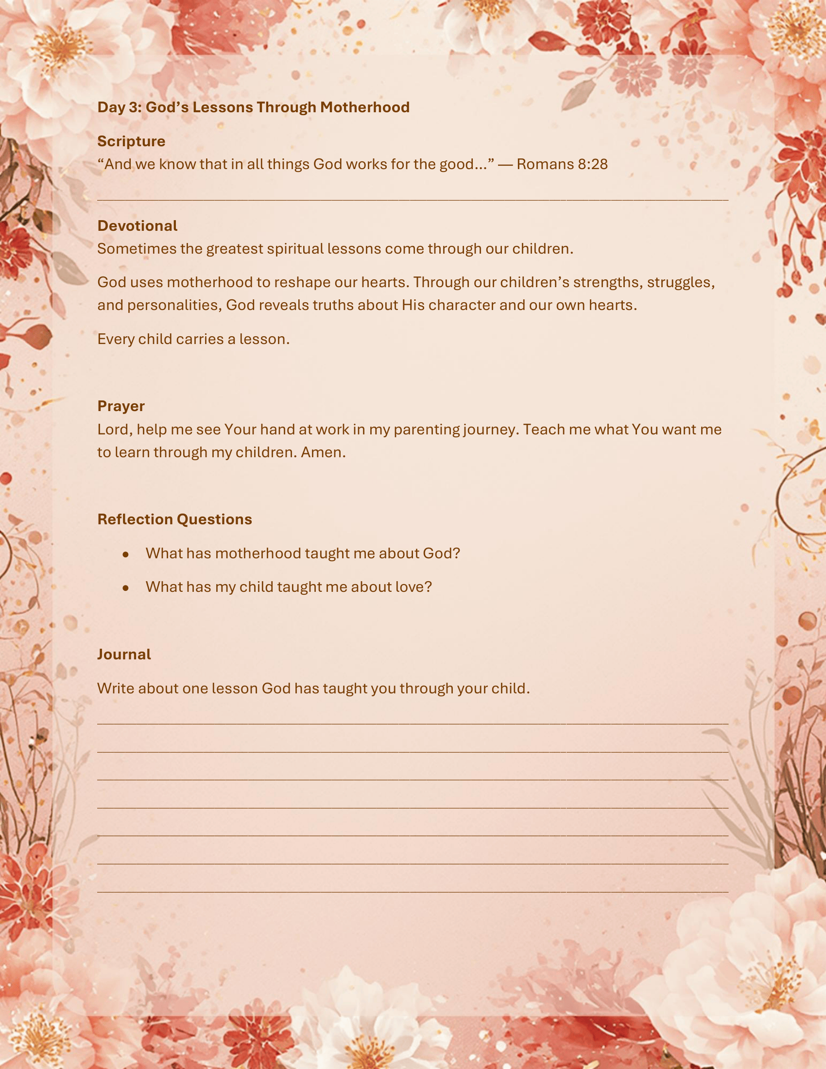 15-Day Devotional for Moms Loved for Who You Are Red Floral Printable