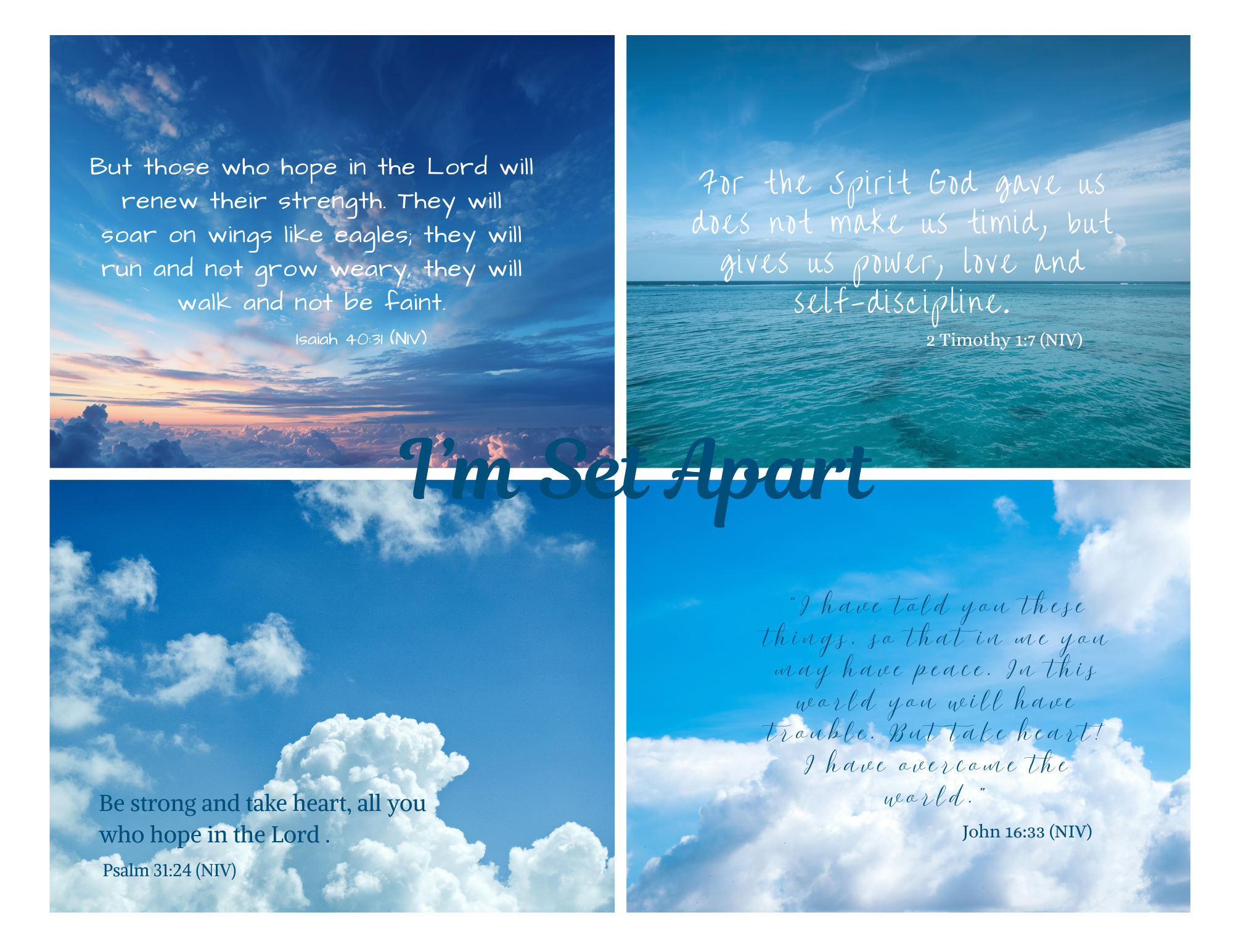 Scripture Mini Cards Hope in God Bundle of 24 Printable PDF Download