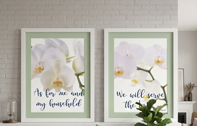 Christian Wall Art Decor As for me and My House White Orchid Printable