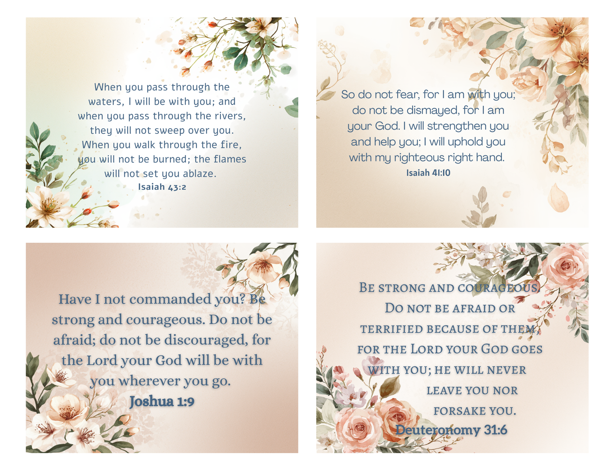 Scripture Mini Cards Floral Bundle of 24 - 3.75 in x 4.75in Printable PDF Download