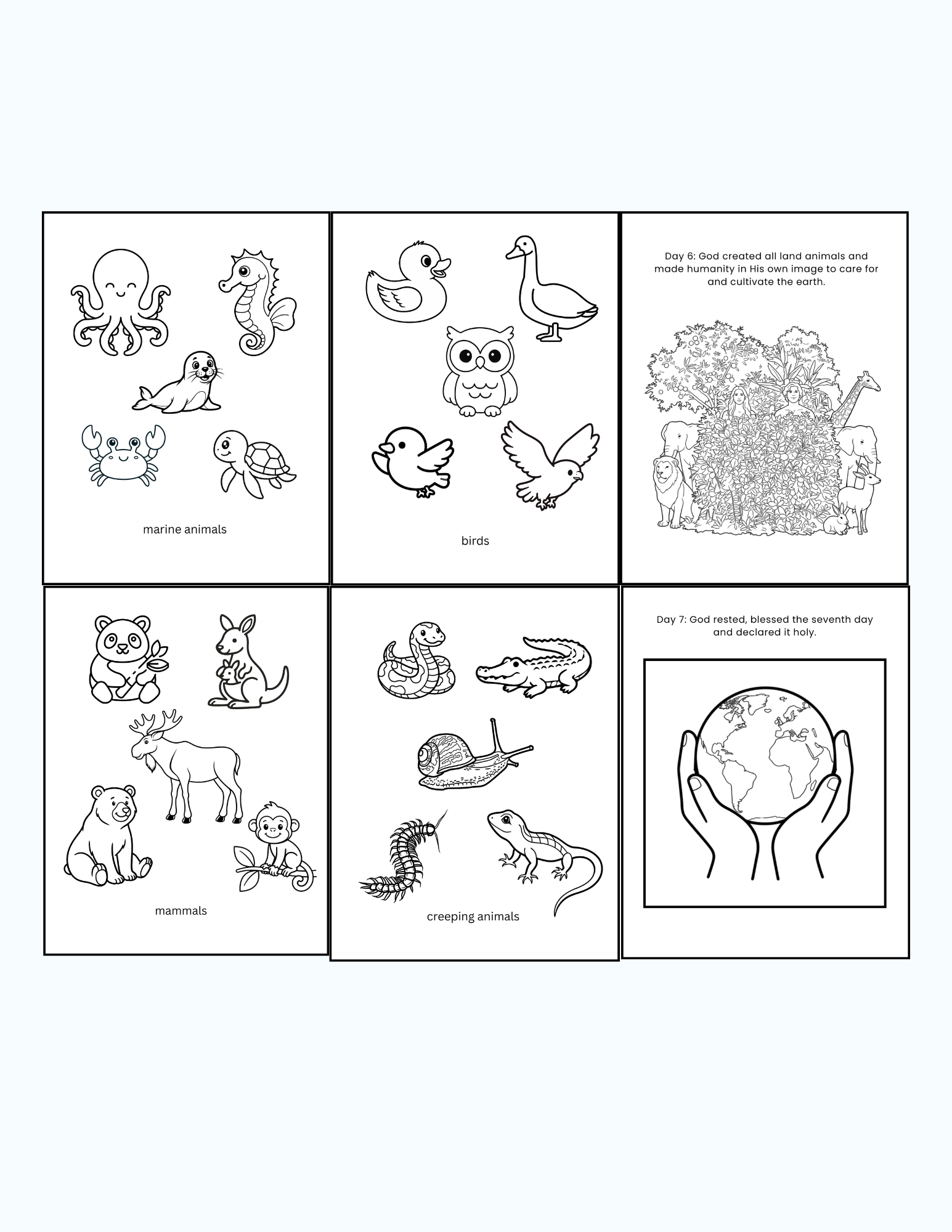 The Story of Creation 15 Pages Coloring Book & Picture Book for Kids PDF Printable