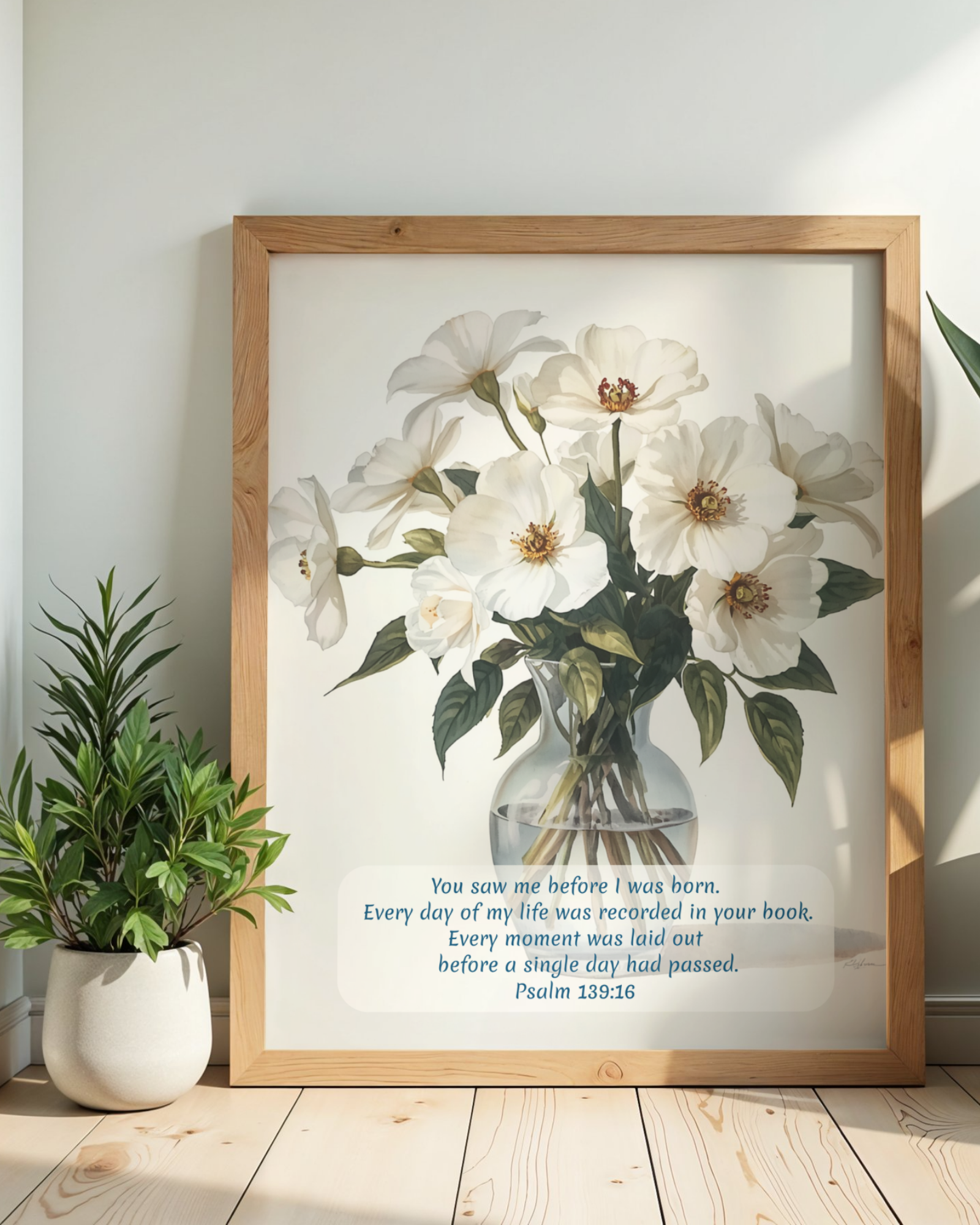 Christian Wall Art Decor 8x10 Psalm 139:16 Printable