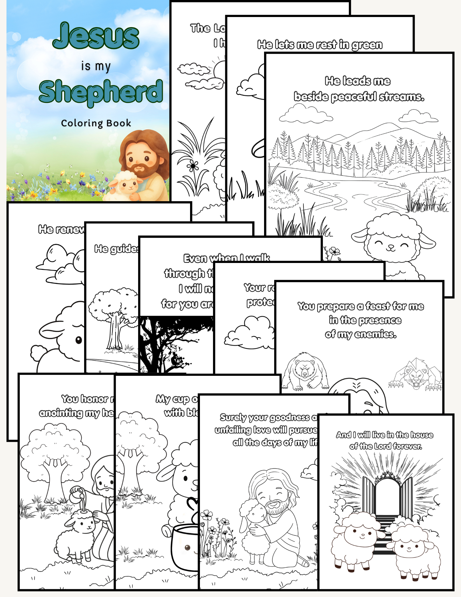 Jesus My Shepherd - 12 Pages Coloring Book for Kids Printable