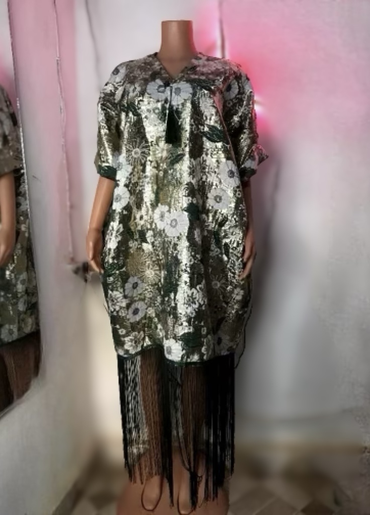 Floral Metallic Tunic Dress