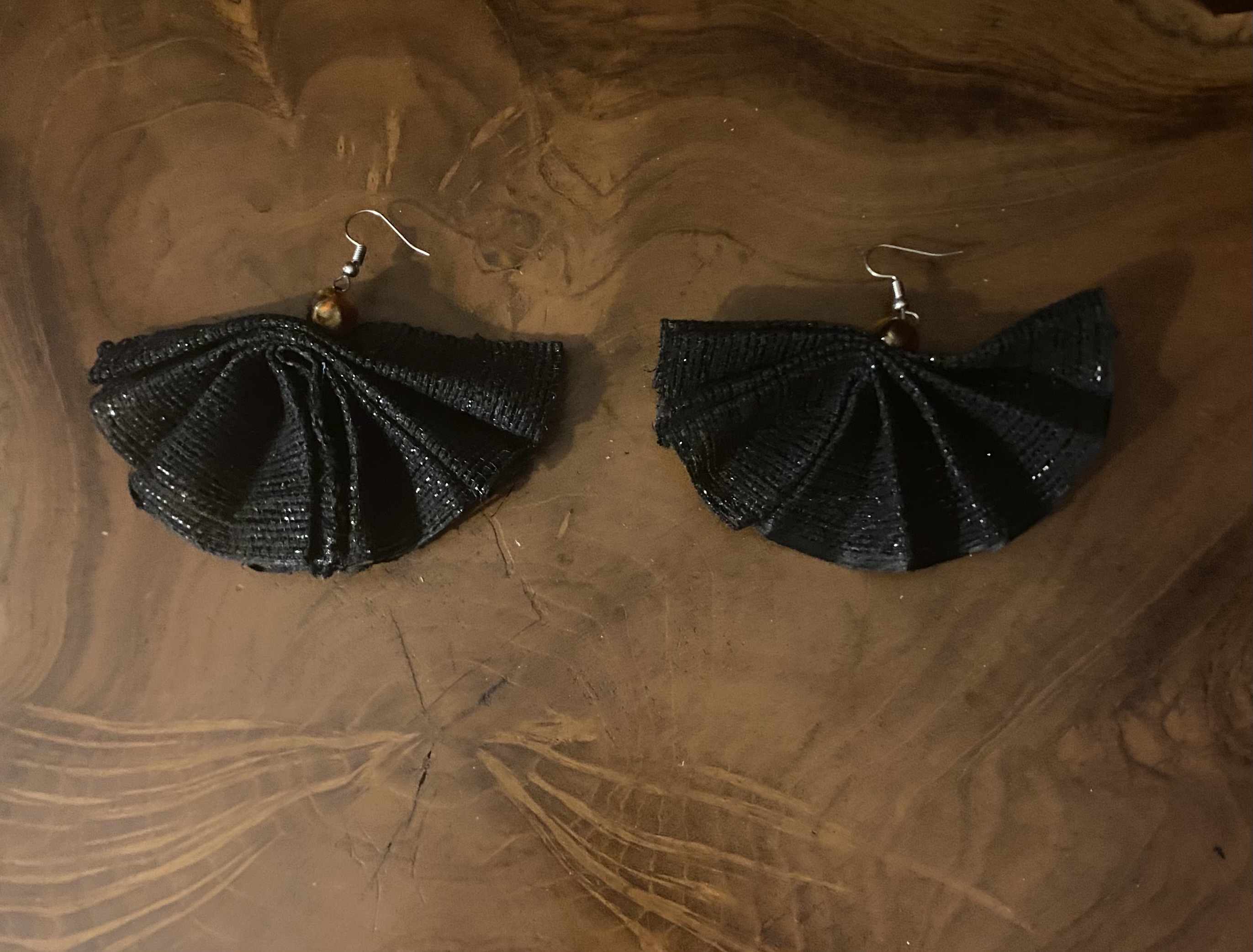 Handcrafted Black Fan Earrings