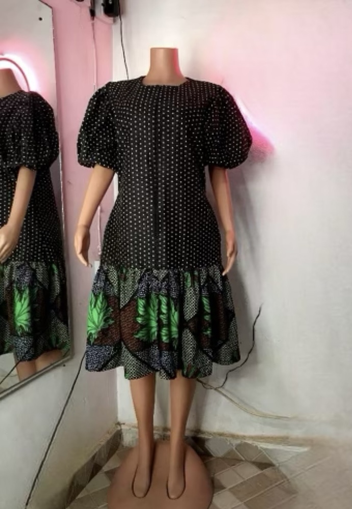 Polka Dot and Leaf Print Dress