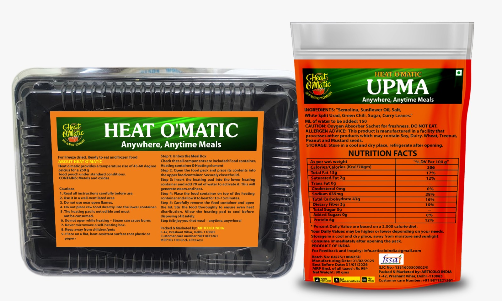 Heat O'Matic Upma Anywhere, Anytime Meals