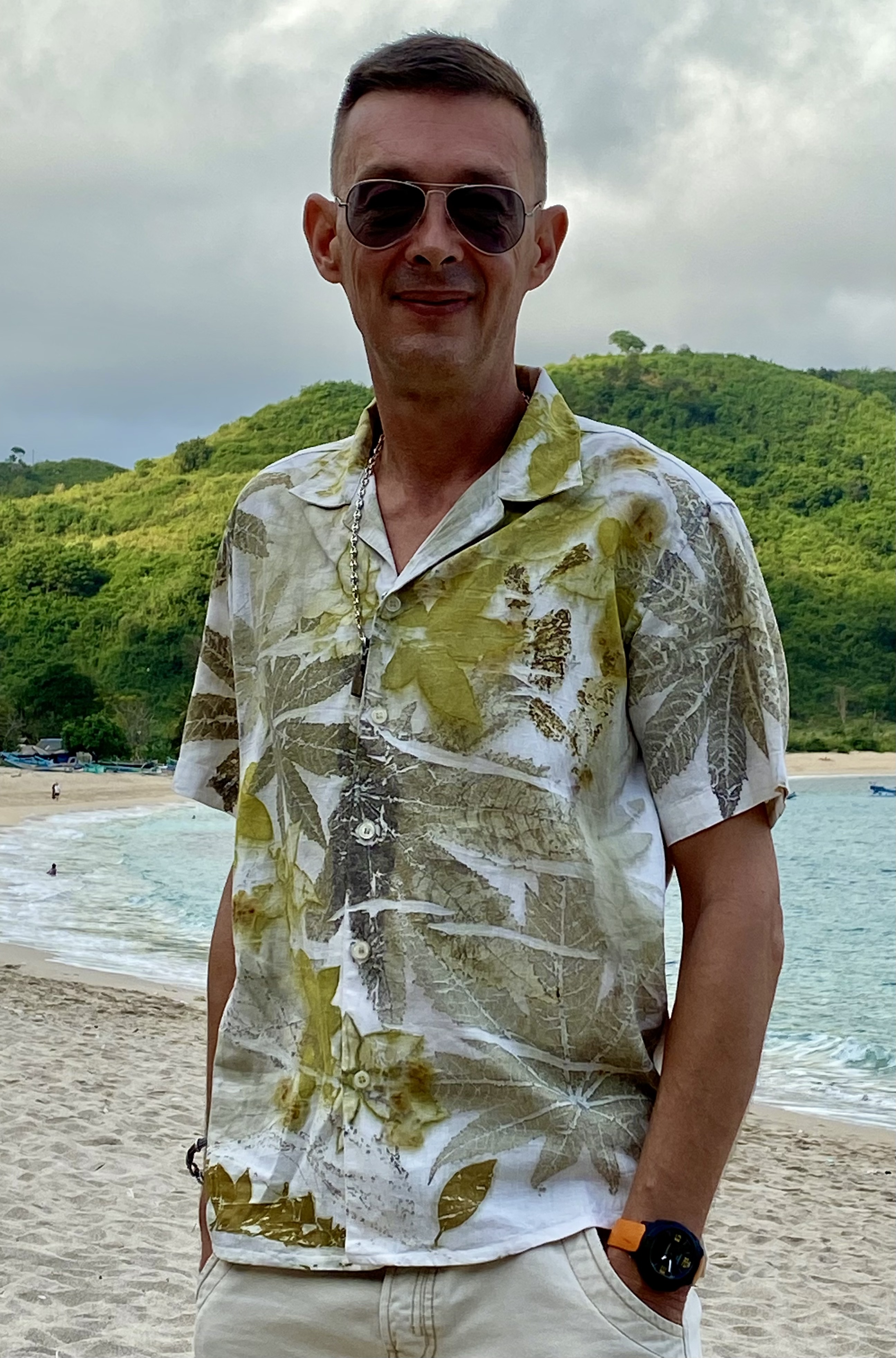Men's Summer 100% Linen botanical Print Shirt