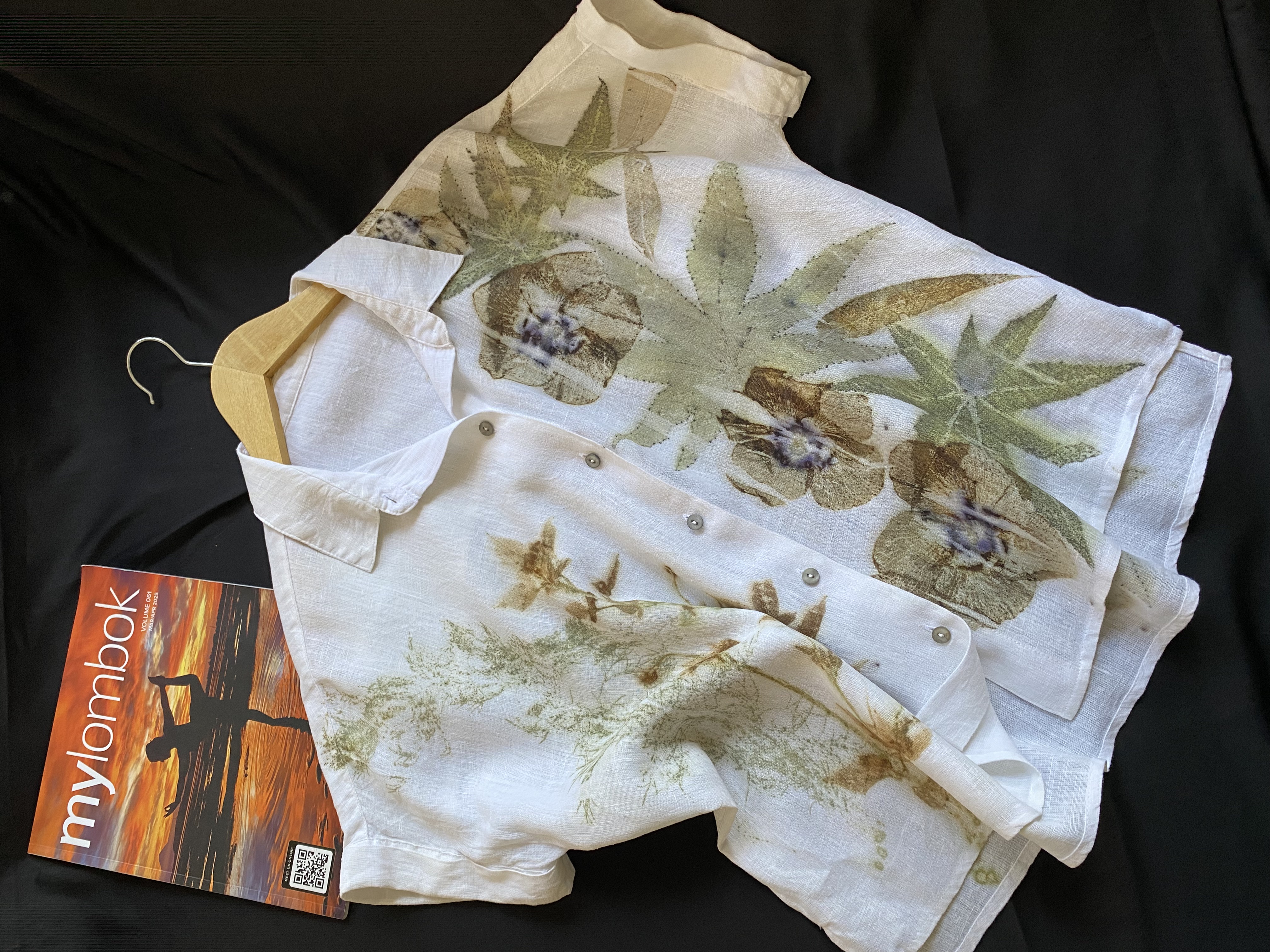 Handmade Botanical Print Linen Shirt