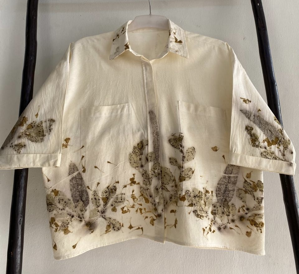 Botanical Print Crop Top Shirt