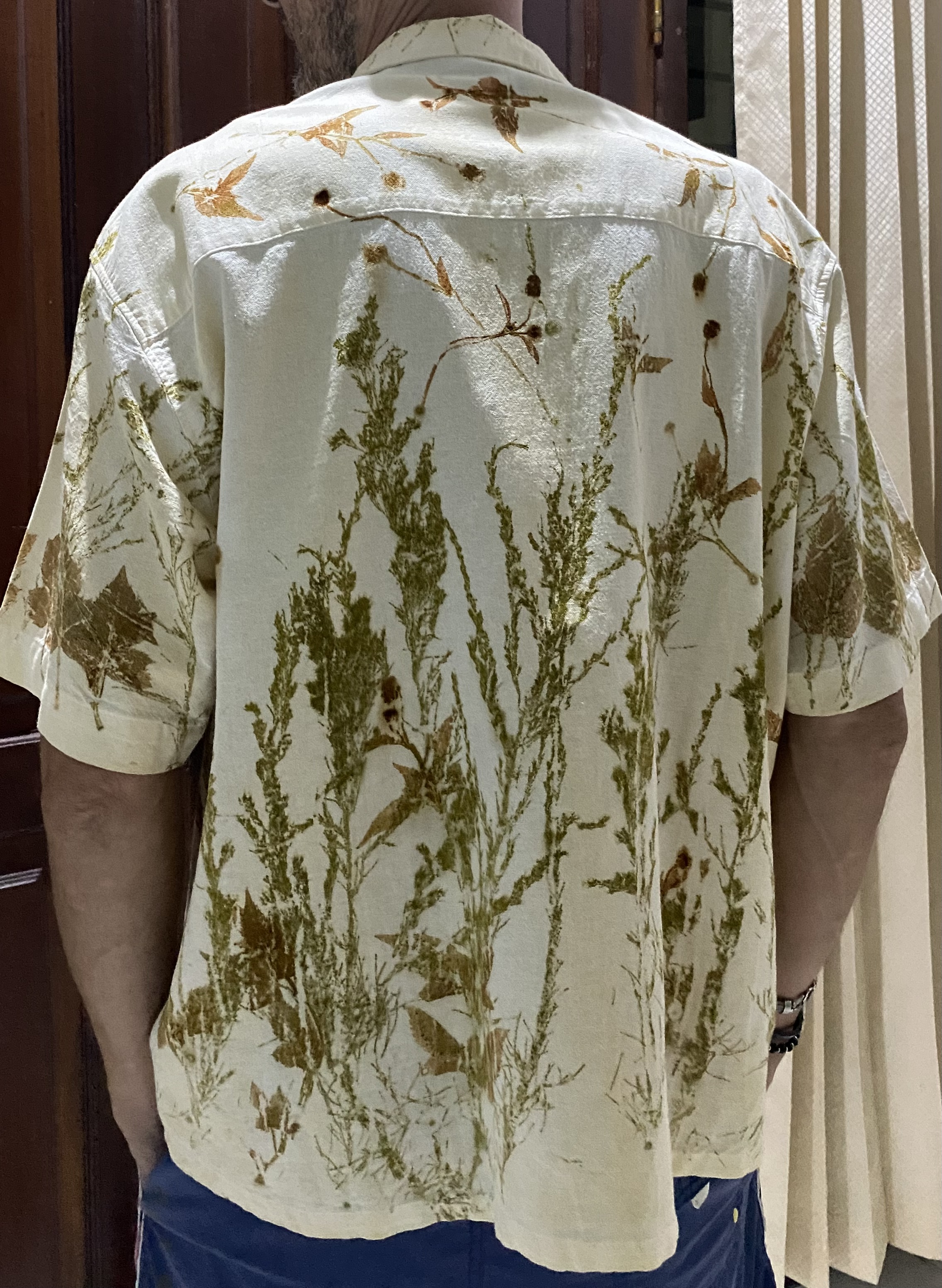 Botanical Print 100% Linen  Short Sleeve Shirt