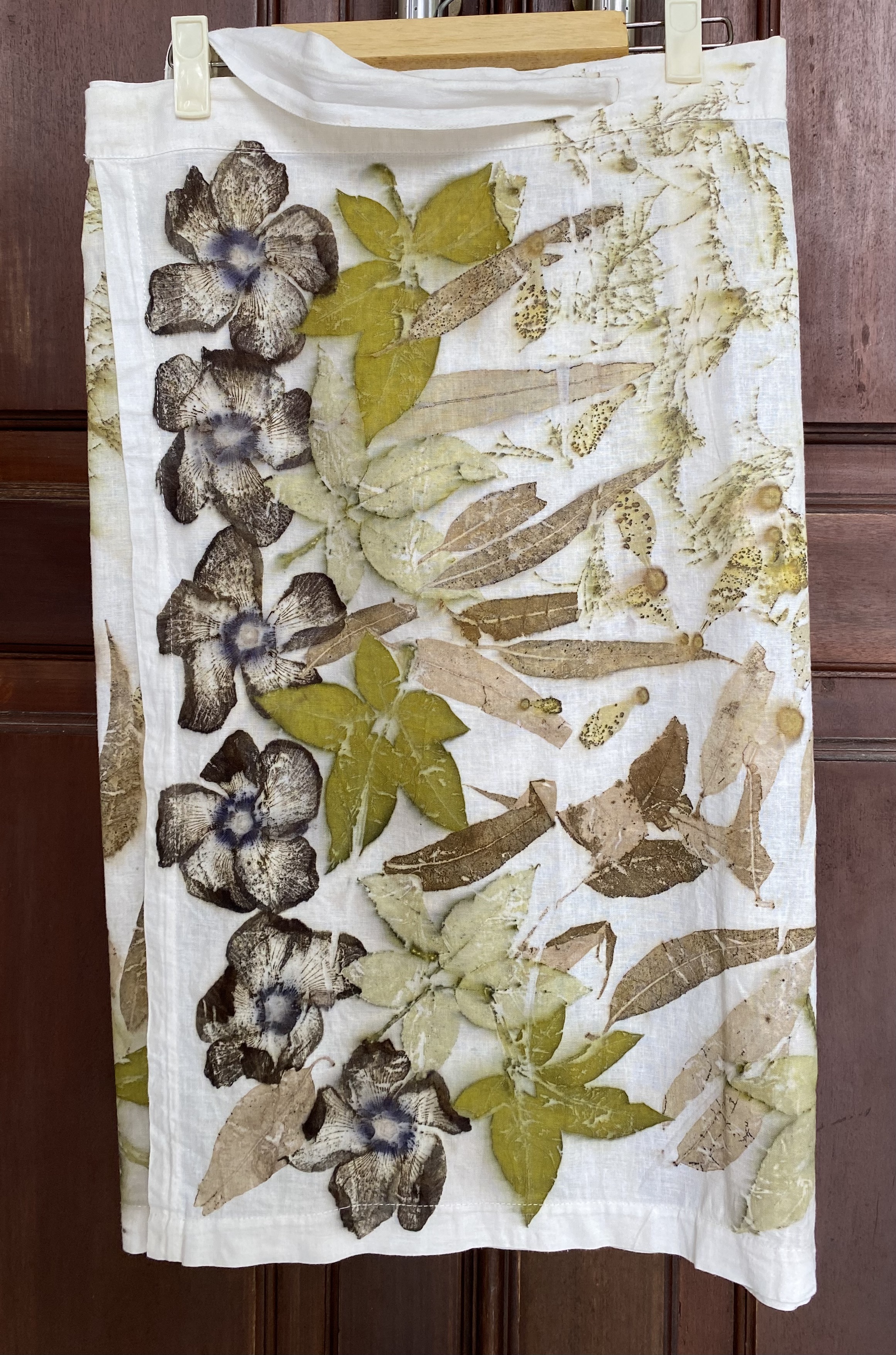 Floral Print Linen Wrap Skirt