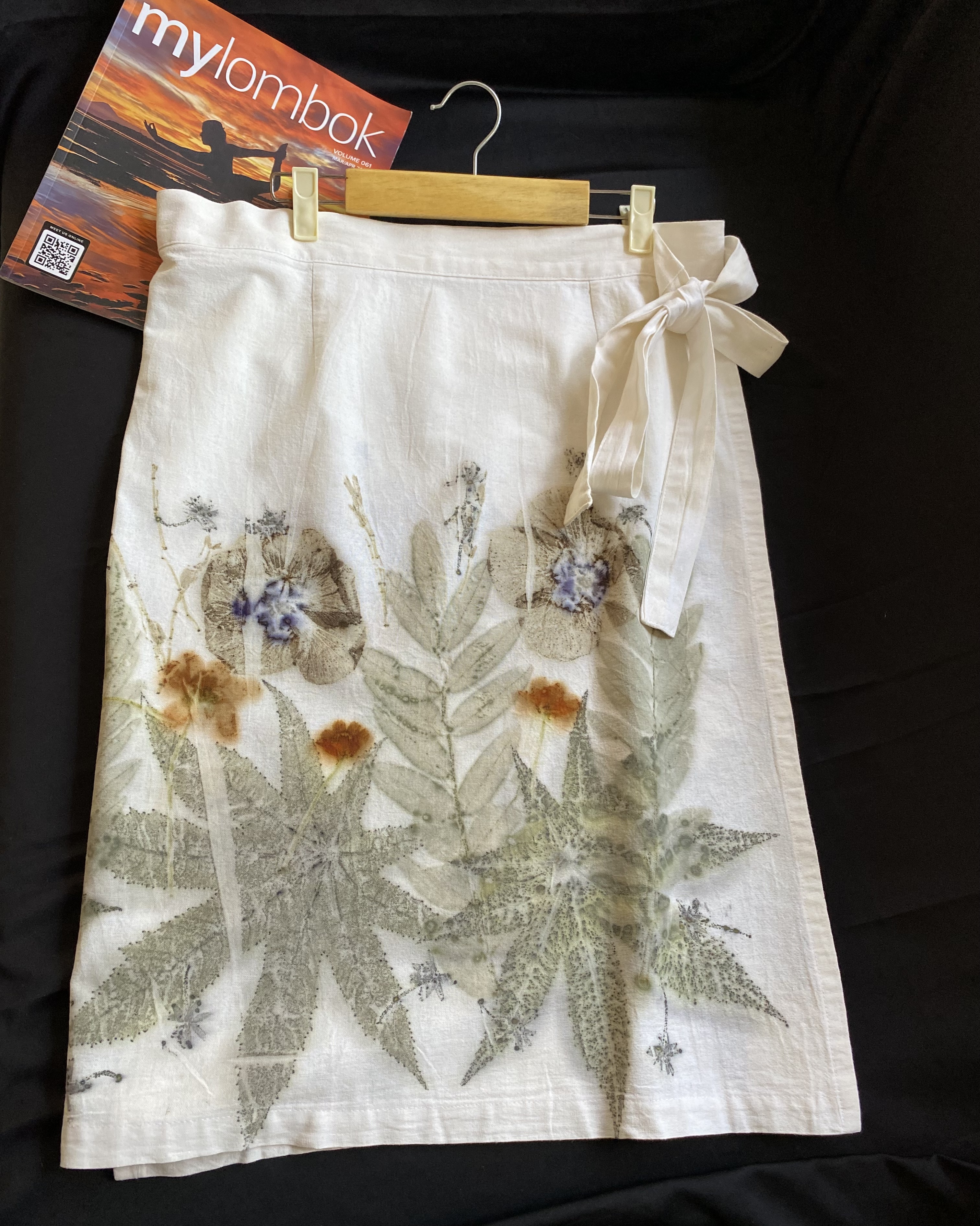Handmade Botanical Print Wrap Skirt