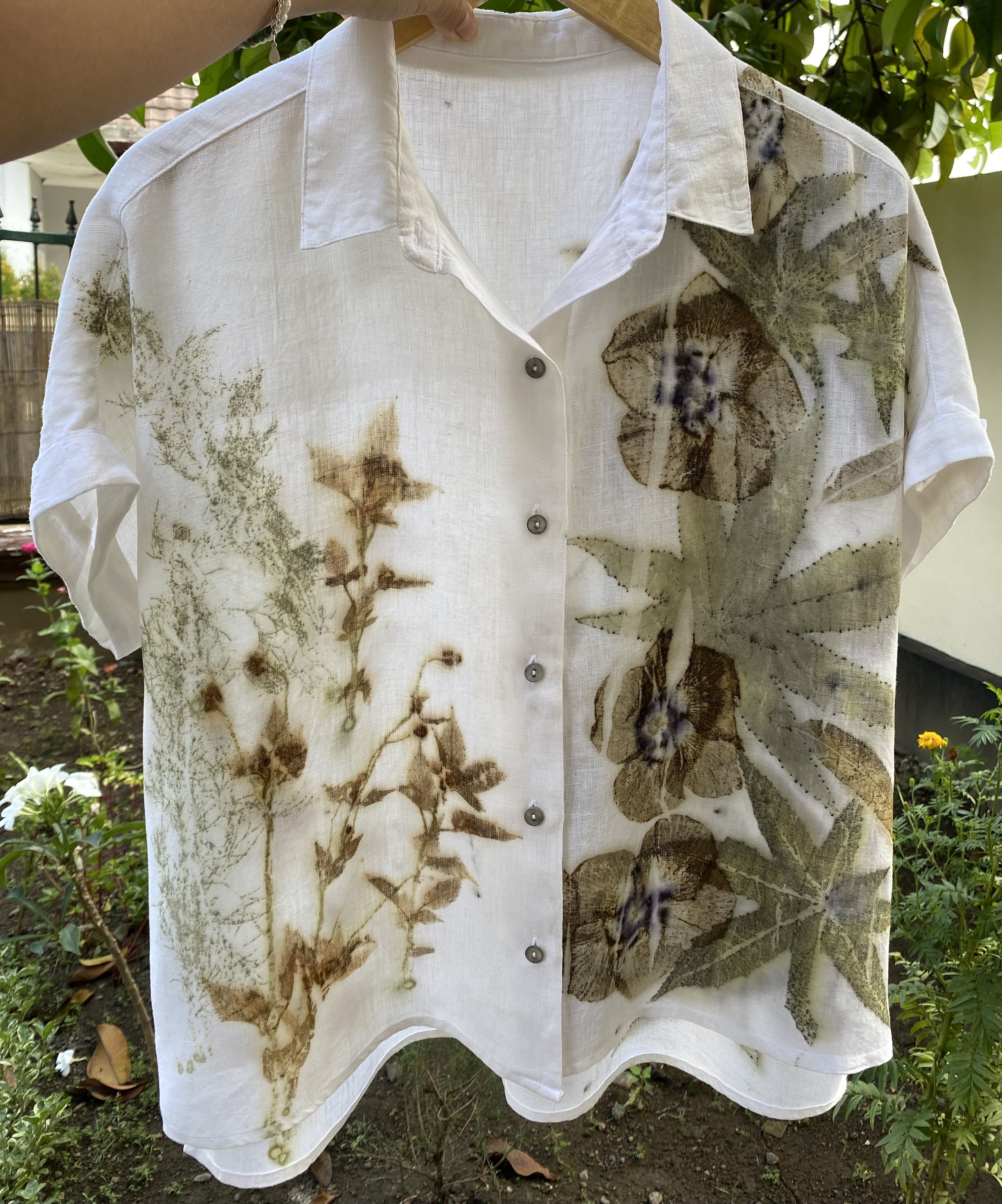 Botanical Print Linen Shirt