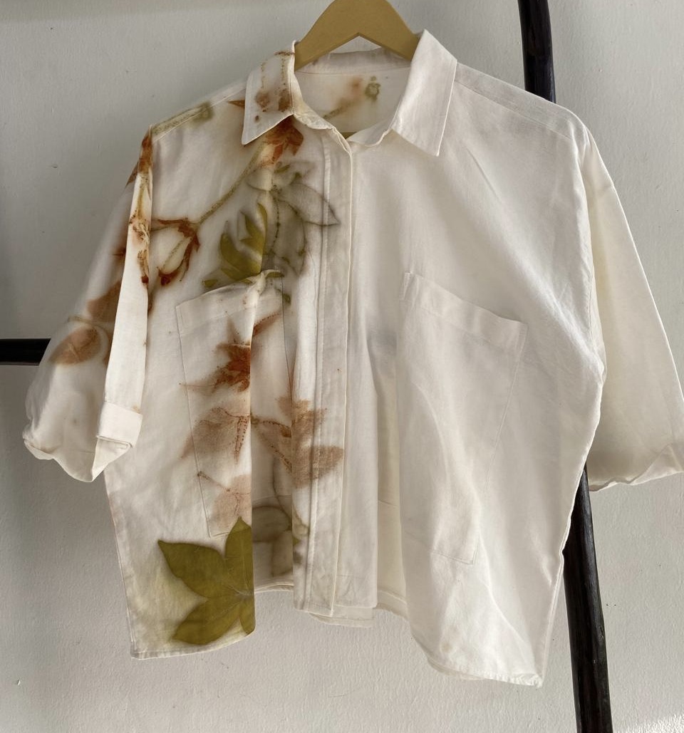 Handmade Botanical Print Crop Top Shirt