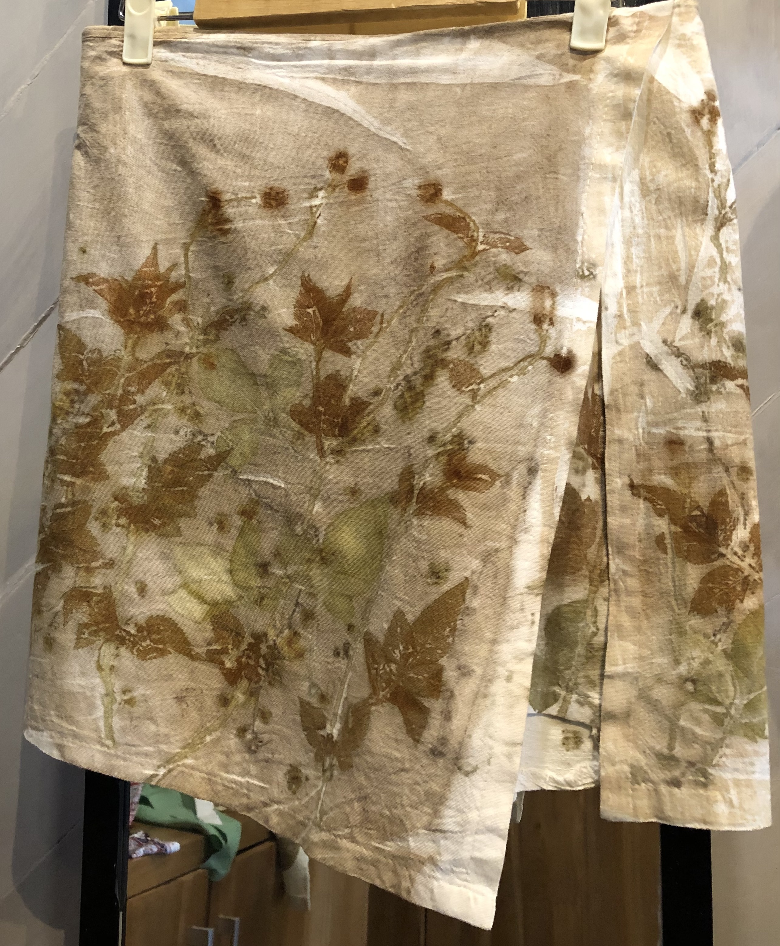 Handmade Botanical Print Linen Skort