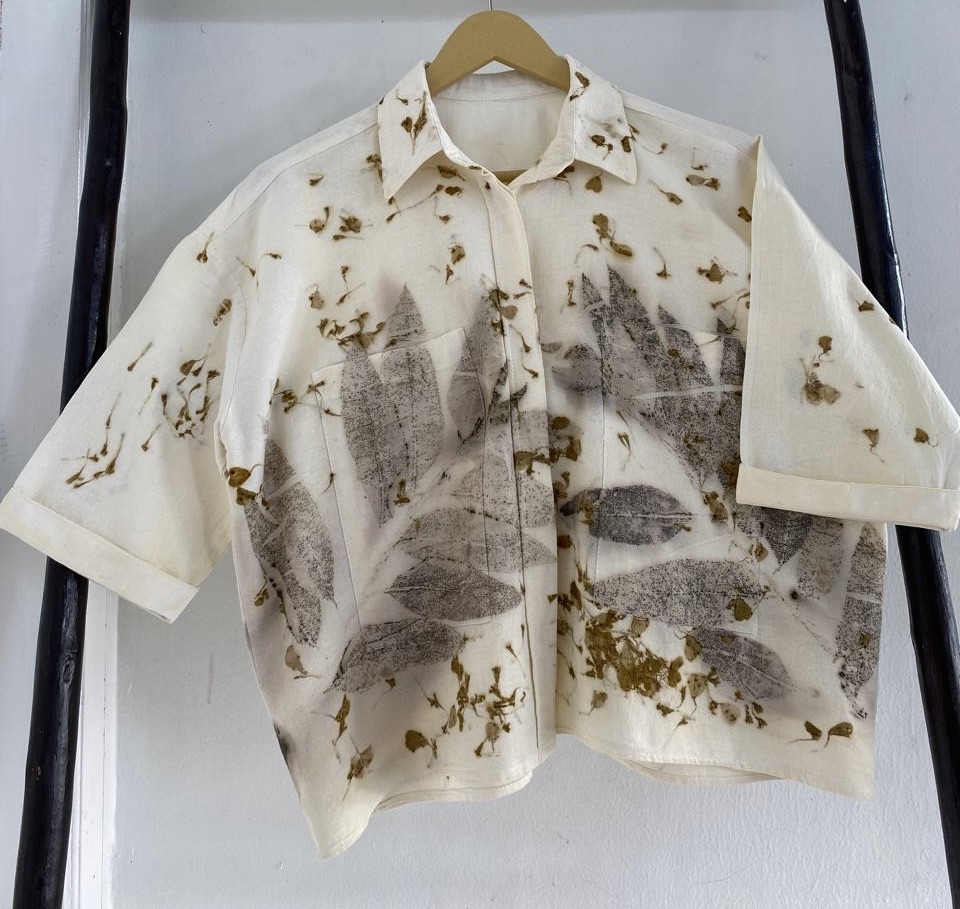 Botanical Print Crop Top Shirt