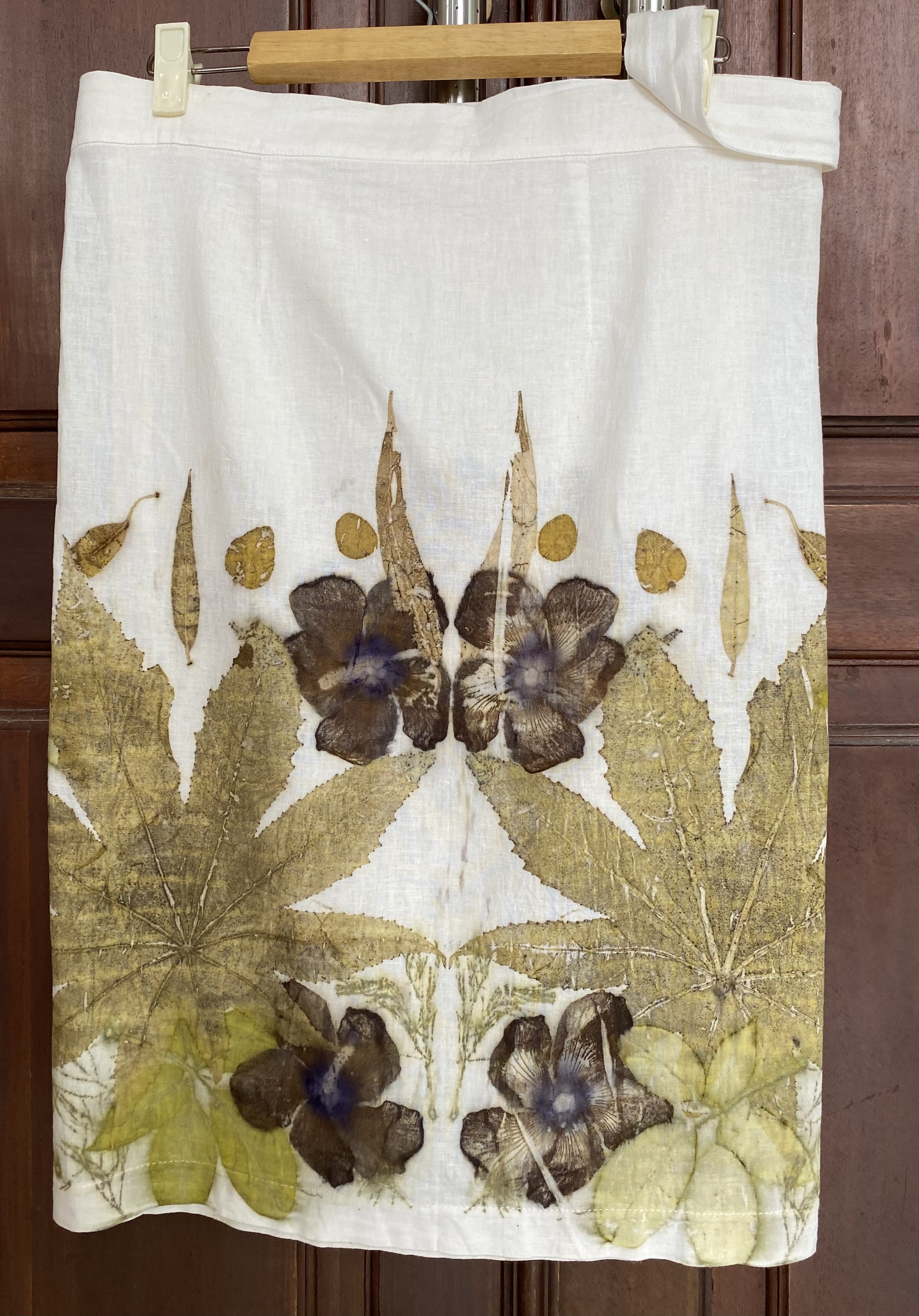 Botanical Print Linen Wrap Skirt