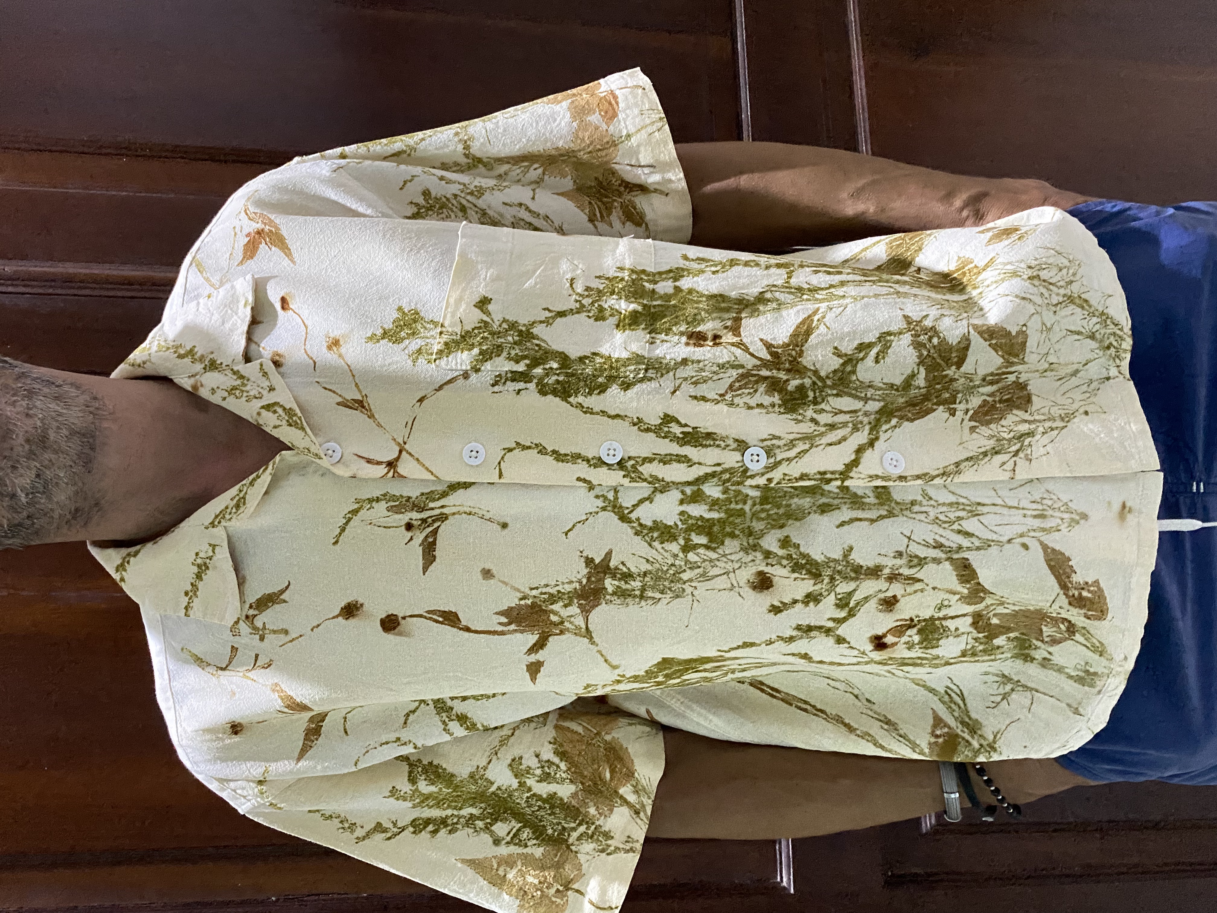 Botanical Print 100% Linen  Short Sleeve Shirt