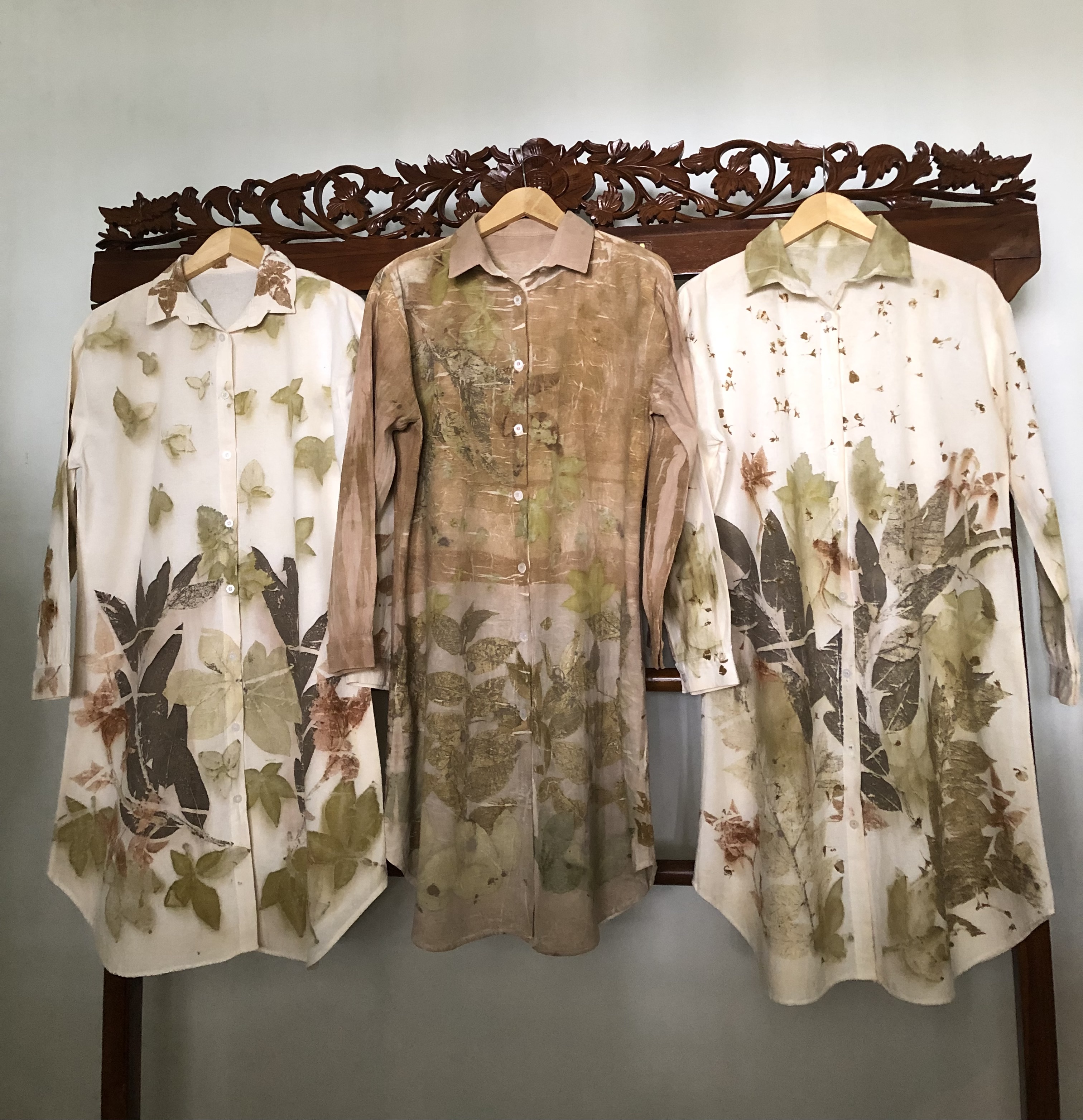 Eco-Printed Long Shirt Dress