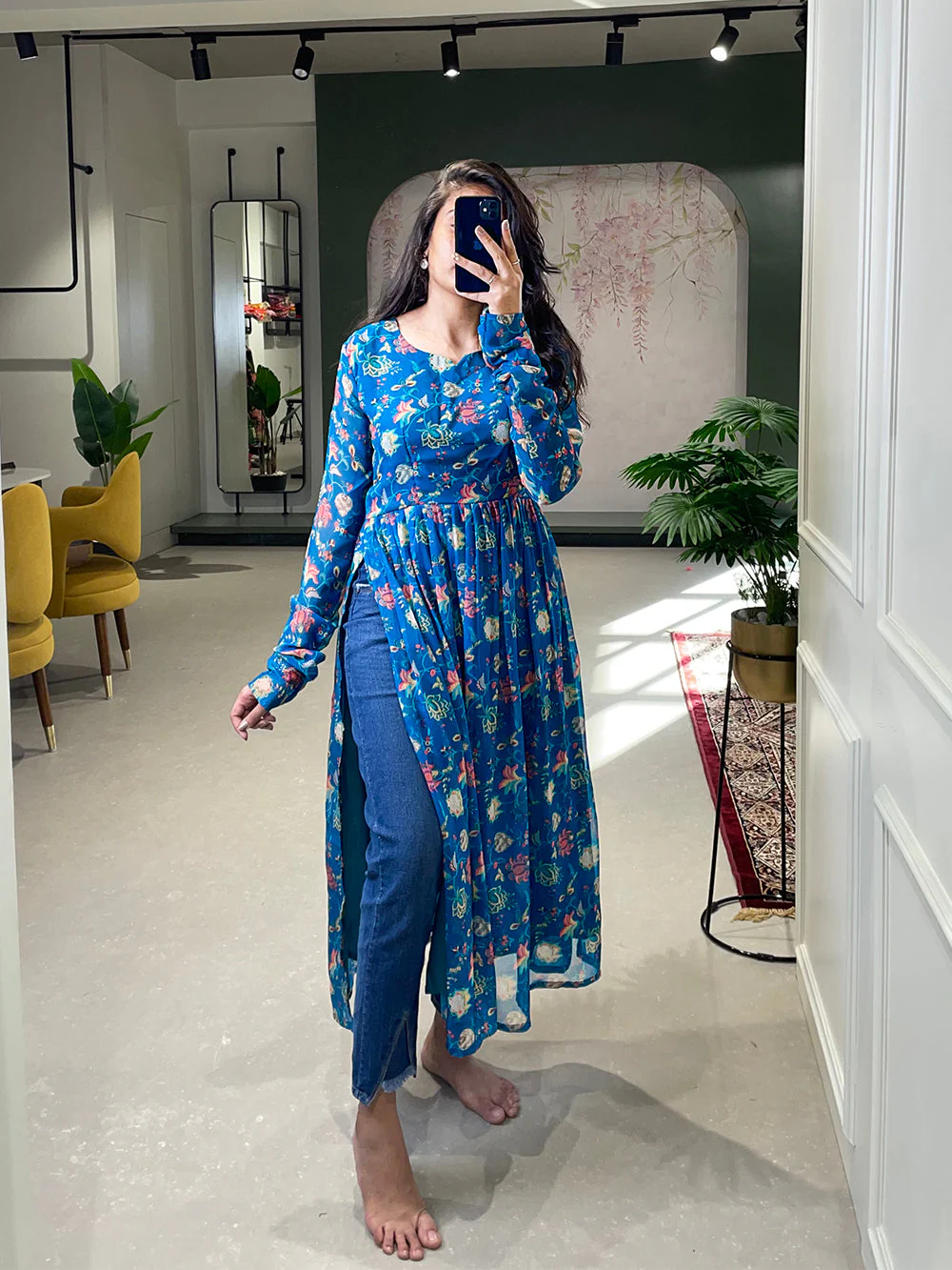 Blue Floral Long Tunic
