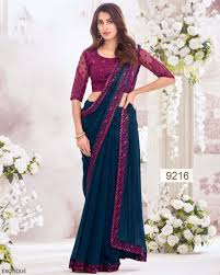 Elegant Navy Blue and Magenta Saree