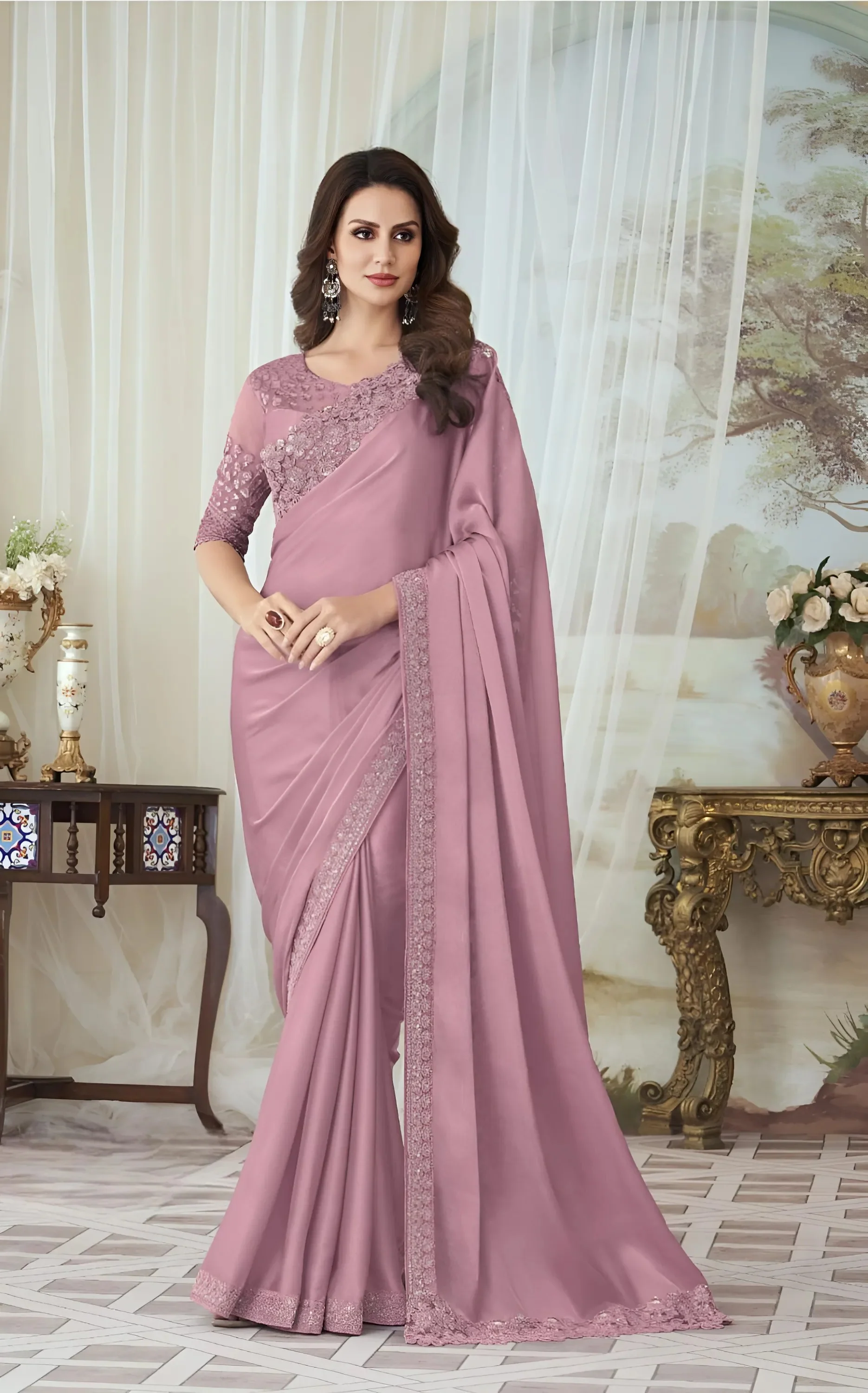 Elegant Mauve Designer Saree