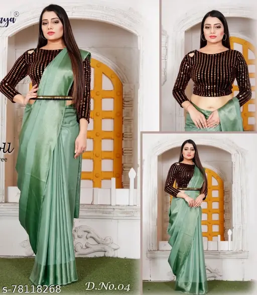 Elegant Green Saree with Black Blouse