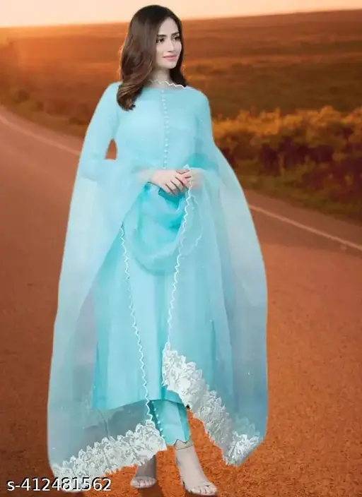 Elegant Light Blue Embroidered Salwar Suit