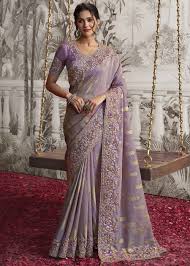 Embroidered Lavender Saree