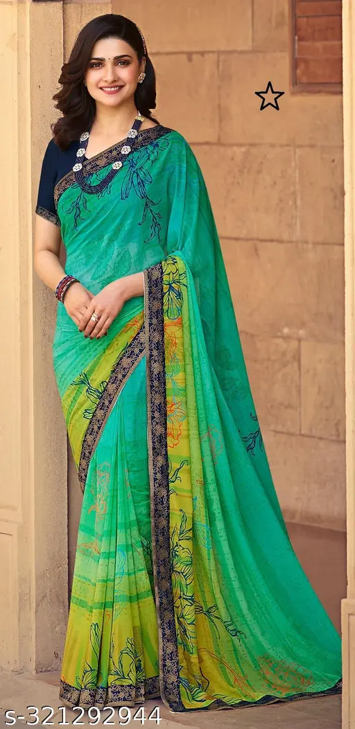 Elegant Green Printed Saree