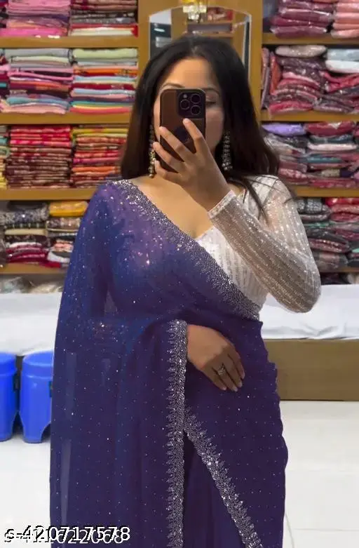 Purple Sparkling Saree