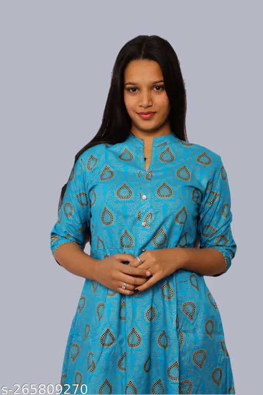 Blue Printed Cotton Kurti