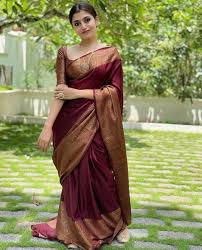 Elegant Maroon and Gold Silk Saree