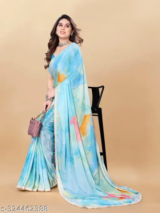 Elegant Blue Printed Saree