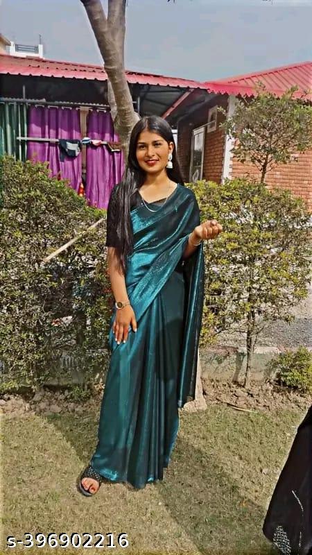 Elegant Green Satin Saree
